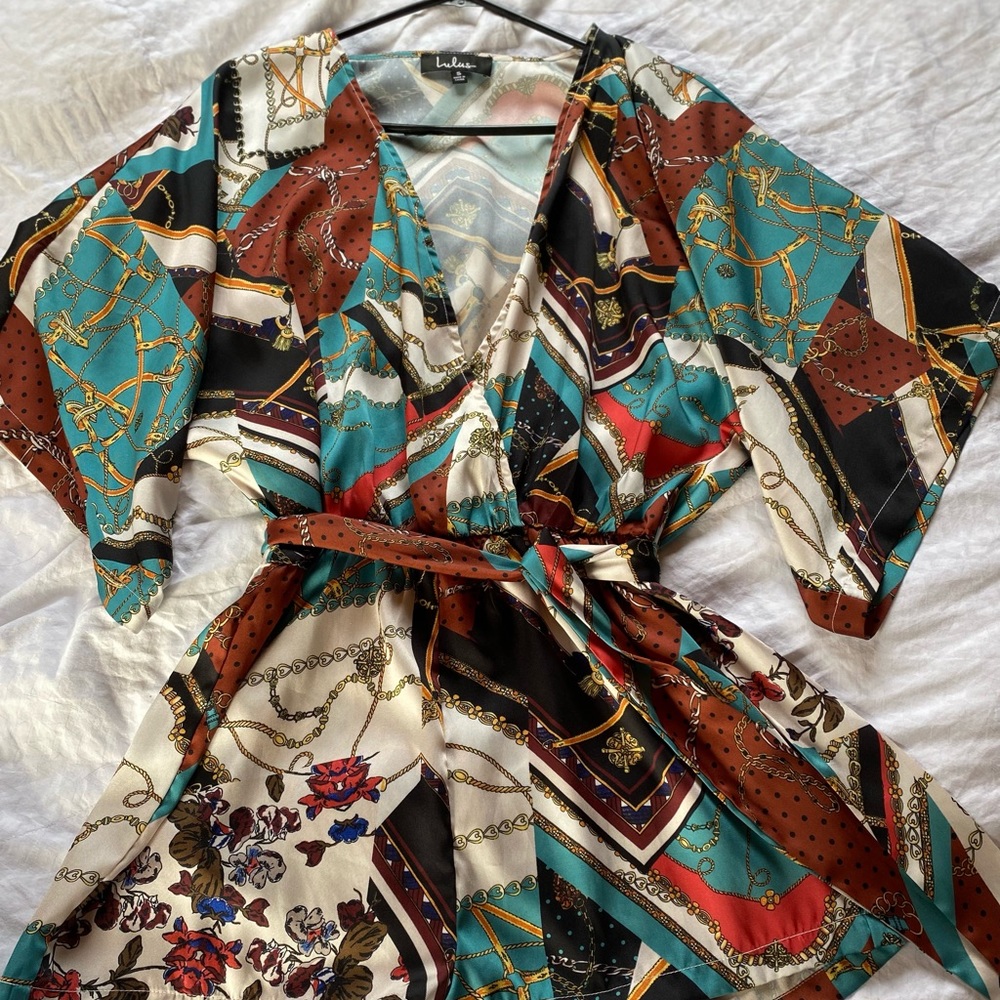 Silk romper with patterns, Lulus size S